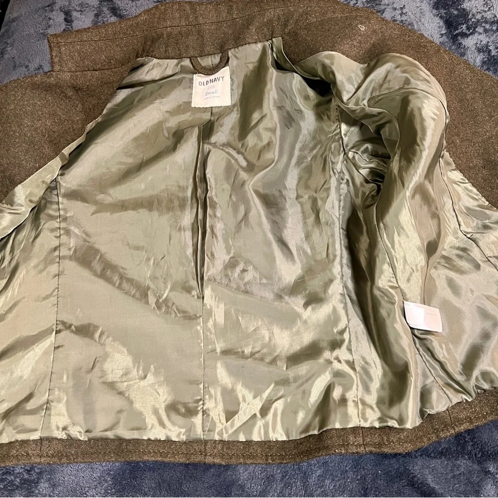 Old Navy Wms‎ Wool Blend Moss Green Military Crop Lined Retro Preppy Jacket S